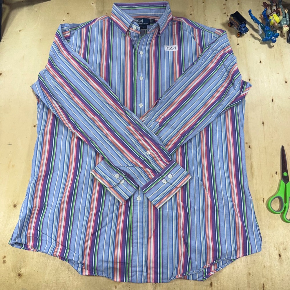 Polo Ralph Lauren Regent Custom Fit Mens 16.5 34/35 Multicolor Striped Shirt